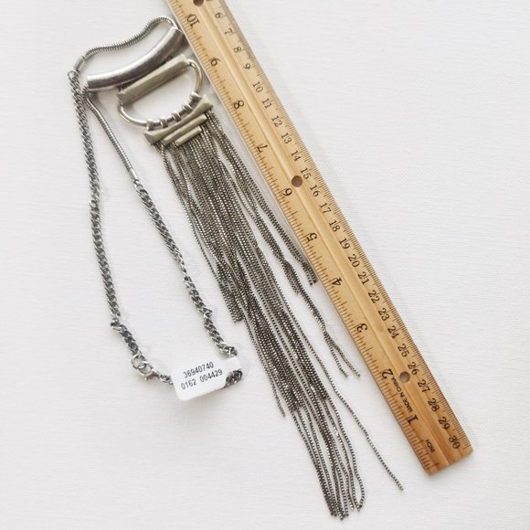 Free People Tassel Statement Necklace Silver - Picture 4 of 8
